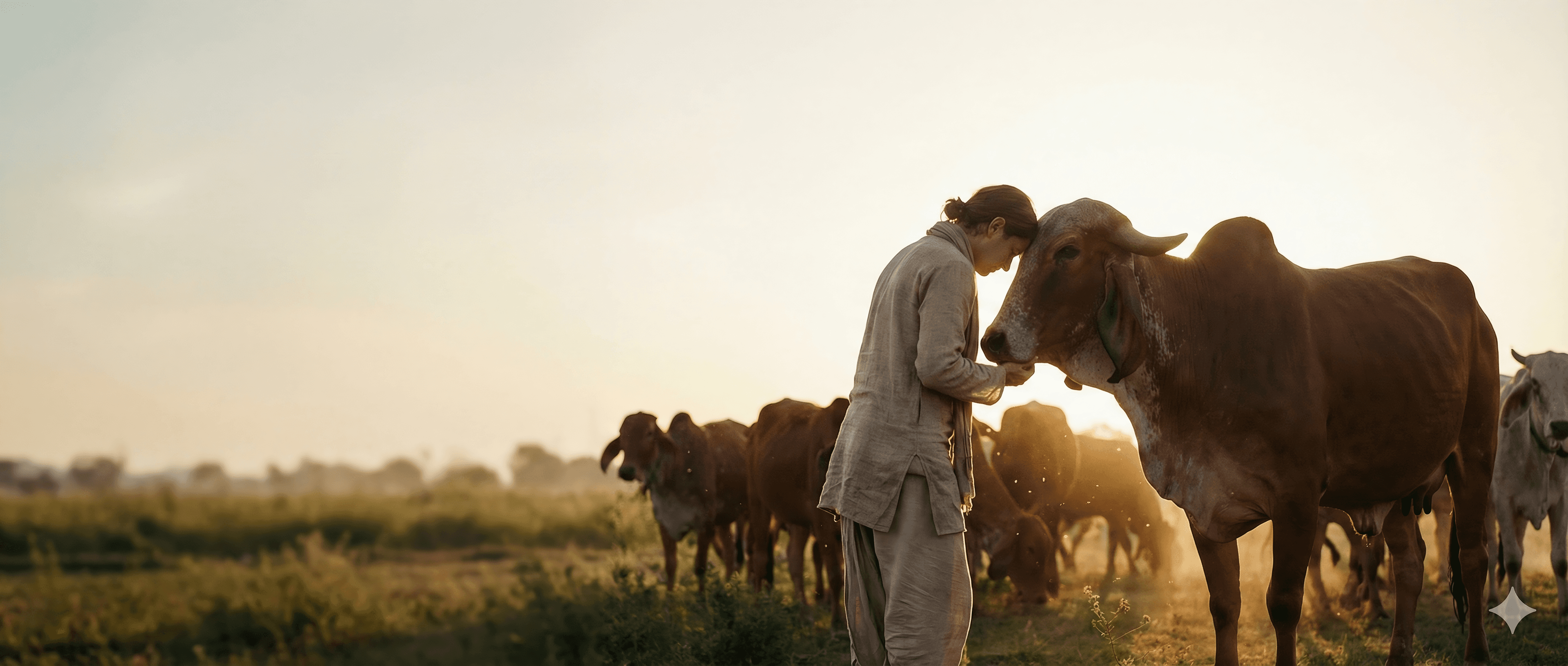 Founder with cows at Love Cows Sanctuary